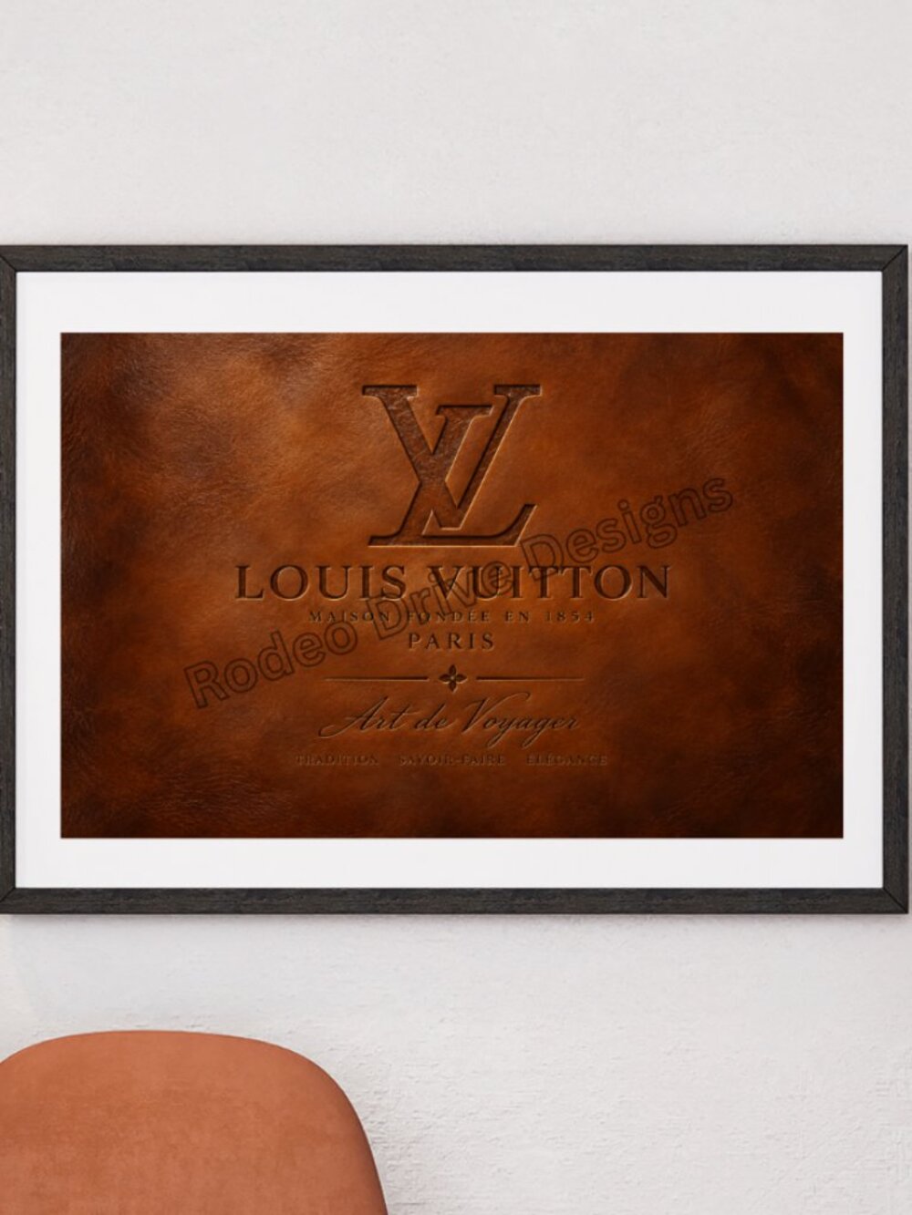 Luxury Inspired Brown Leather Wall Art 11x17 Unframed